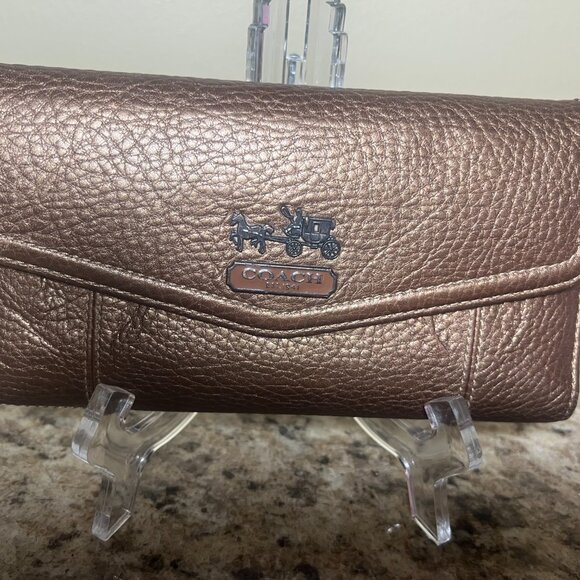 Coach Maggie #14313 Metallic Bronze Leather Bag & Wallet - Picture 13 of 16